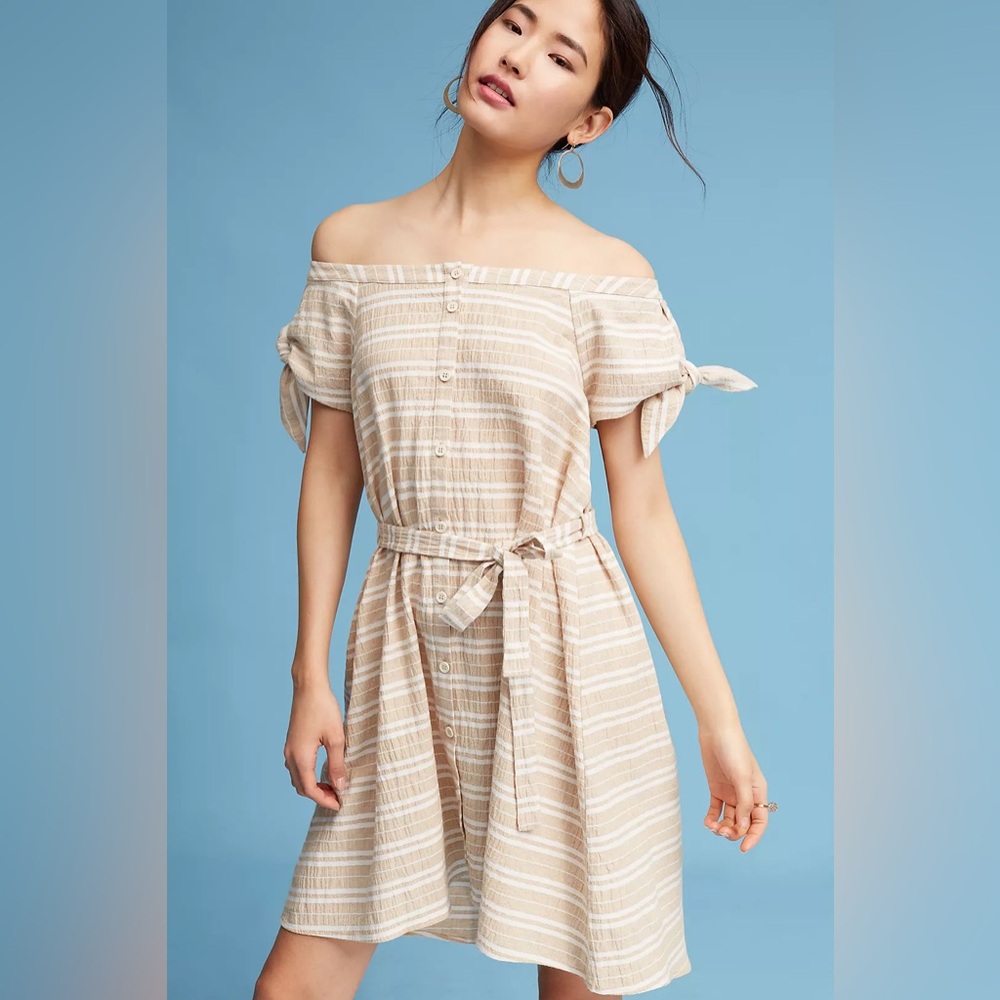 Corey Lynn Calter Anthropologie Petite Edie Dress MP Medium Off the Shoulder